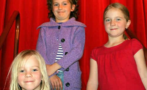 Annabele (left), Riley (right) and Bonnie (front) Donaldson try out the stage during intermission. Annabele (left), Riley (right) and Bonnie (front) Donaldson try out the stage during intermission.